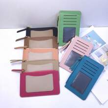 Bolsa feminina, porta cartão, porta moedas com zíper, moda prática - Pink - Visão 1