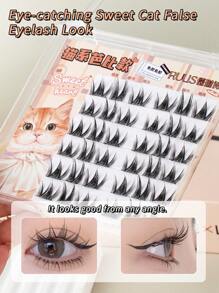 36 Bundles Of Artificial Mink Fur, 3D Natural Effect, Easy To Apply To The Eyes, Reusable, Instantly Enlarged, Segmented Design For Various DIY Options, Giving You A Personalized Pair Of Big Eyes(Cat)