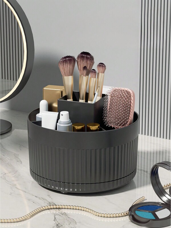 360° Rotating Makeup Brush & Pen Holder, Desktop Storage Organizer With Large Capacity, Multiple Compartments For Sorting, Suitable For Makeup Brushes, Lipsticks, Stationery, And Desk Accessories