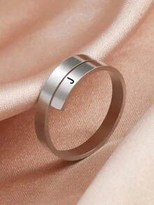 1 件不锈钢首字母 A-Z 可调节开口戒指，男女通用简约时尚珠宝礼物 - 字母 - 查看 3