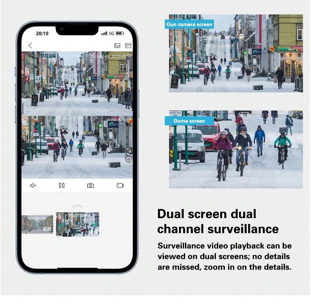 8MP PTZ WiFi Camera With Dual Screen Color Night Vision Outdoor