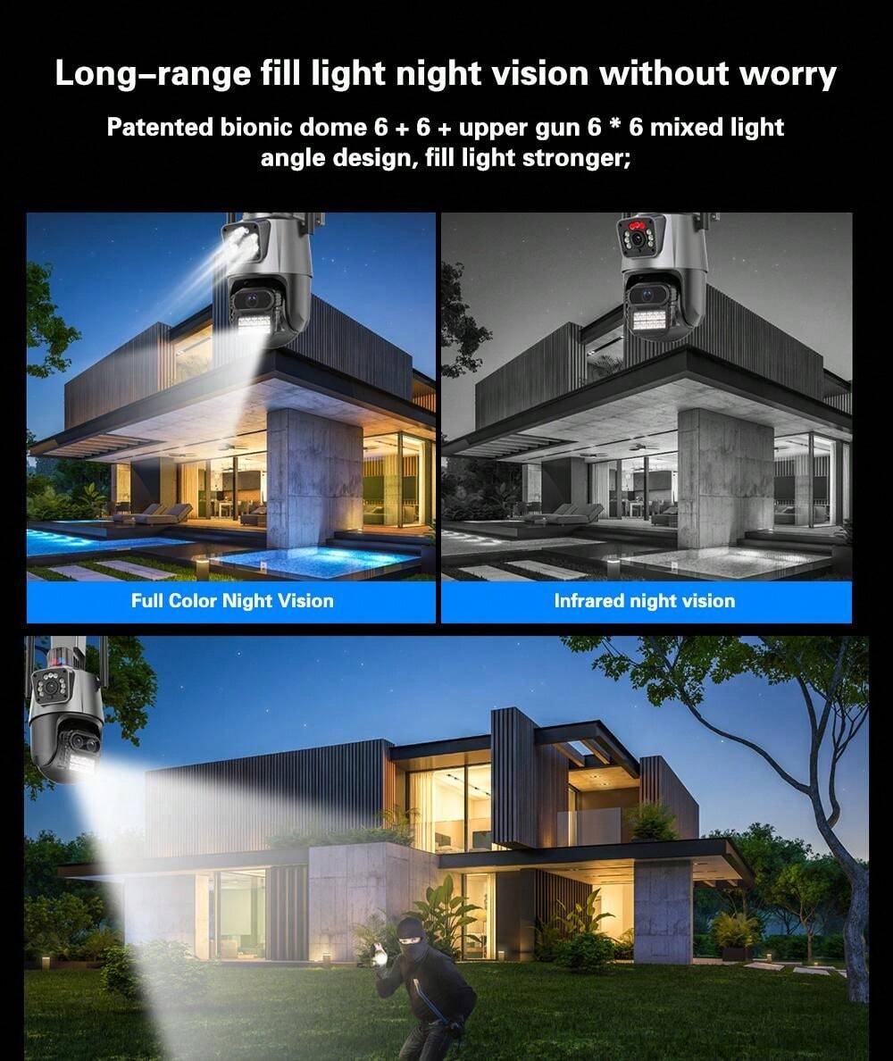 8MP PTZ WiFi Camera With Dual Screen Color Night Vision Outdoor