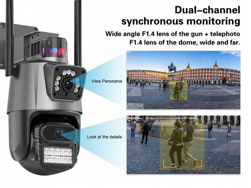 8MP PTZ WiFi Camera With Dual Screen Color Night Vision Outdoor