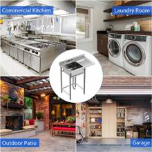 Kitchen Sink With 4 Knife Holders, Outdoor Free Standing Sink, Utility Single Bowl Kitchen Sink With Drainboard, Stainless Steel Sink For Commercial Kitchen Garage Laundry Room, 40"