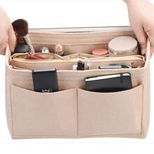 1pc Felt Storage Bags, Large/Medium/Small Sizes, Detachable Felt Makeup Cosmetic Organizer Bags