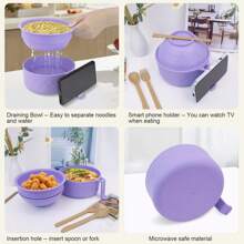 MIUVA Ramen Cooker, Microwave Ramen Bowl With Chopsticks Spoon Ramen Noodle Bowl Instant Cooking For College Dorm Room Essentials, Dishwasher-Safe For Summer For Child - Hồng - Xem 5