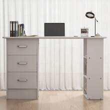 Writing Desk Wood Computer Desk With 3 Drawers,3 Open Storage Shelves For Home Office,Study Room,Dressing Room,Modern Home Office Desk,Office Furniture (White/Black) - 白色 - 查看 4