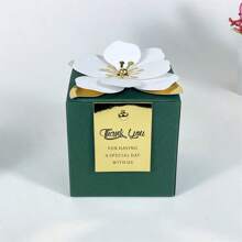 10pcs Square Kraft Paper Boxes, Wedding Favors, Perfume Sample Gift Boxes With Flower Card Decor, Party/Birthday Gift