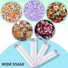 25pcs High-Capacity Transparent Plastic Test Tubes With Aluminum Screw Caps - Ideal For Storage Of Granules And Liquids - Durable Galvanized Shell, Leak-Proof, Easy To Use