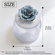 Tarros de cocina pequeños con tapa de cerámica hermética en forma de flor dorada para almacenamiento de alimentos en frascos de vidrio. Caja de joyería creativa y útil como regalo para bodas. Conjunto de envases. - Multicolor - Ver 2