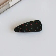 3pcs Teardrop Shaped Side Hair Snap Clips With Colorful Rhinestones, Korean Cute Half Clamps For Women - Teardrop Hairpin - View 7