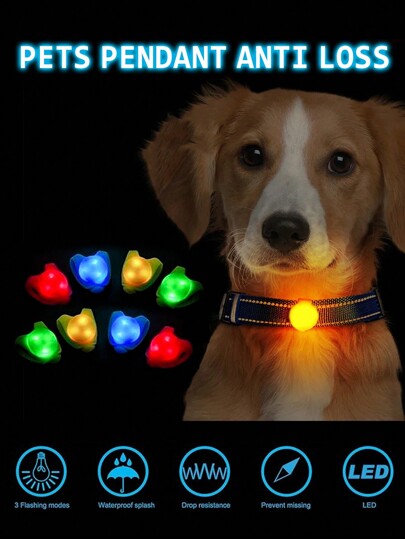 1 pieza Colgante para mascotas para la noche, que brilla en la oscuridad de la noche con luz LED antiperidida para perros y gatos, osos de peluche, pequeñas mascotas y animales de compañía que salen de noche, accesorios para mascotas