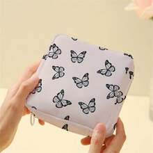 Butterfly & Bird Pattern Reusable Sanitary Pad Pouch, Menstrual Bag For Dorm, Travel, Bathroom, School Use - Multicolor - View 12