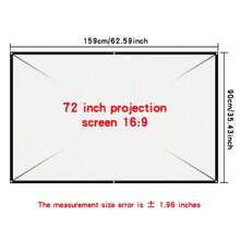 Pantalla de proyector portátil, cortina simple anti-luz, pantallas de proyección de 60/72/84/100/120/150 pulgadas para proyectores de hogar, exteriores y de oficina - múltiples tamaños - Ver 3