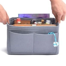 1pc Extra Large/Large/Medium/Small Felt Inner Lining Makeup Bag, Big Capacity Detachable Simple Organization Pouch