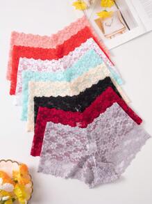 8pcs Women's Multi-Colored Lace Tummy Control Low Waist Sexy Lace Brief Lingerie