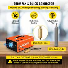 PCP Air Compressor, 4500PSI Portable PCP Compressor, 12VDC 110V/220V AC PCP Airgun Compressor Auto-Stop, With Built-In Adapter, Fan Cooling, Suitable For Paintball, Air Rifle, Mini Diving Bottle - Orange - View 5