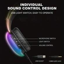 ONIKUMA 黑色游戏耳机全新全动态 RGB 灯有线耳机带麦克风降噪功能，适合 PC 游戏玩家 - 黑色 - 查看 3