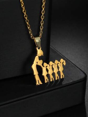 Mom Daughter Pendant Mother's Day Necklace Stainless Steel Jewelry For Women Wife Men Family Charm Love Gifts Valentines,Mom,Mother,Mother's Day,Gift