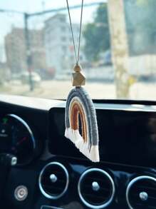 1pc Bead Decor Rainbow Design Car Hanging Ornament - Grey - View 2