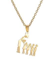 Mom Daughter Pendant Mother's Day Necklace Stainless Steel Jewelry For Women Wife Men Family Charm Love Gifts Valentines,Mom,Mother,Mother's Day,Gift - Gold - View 15