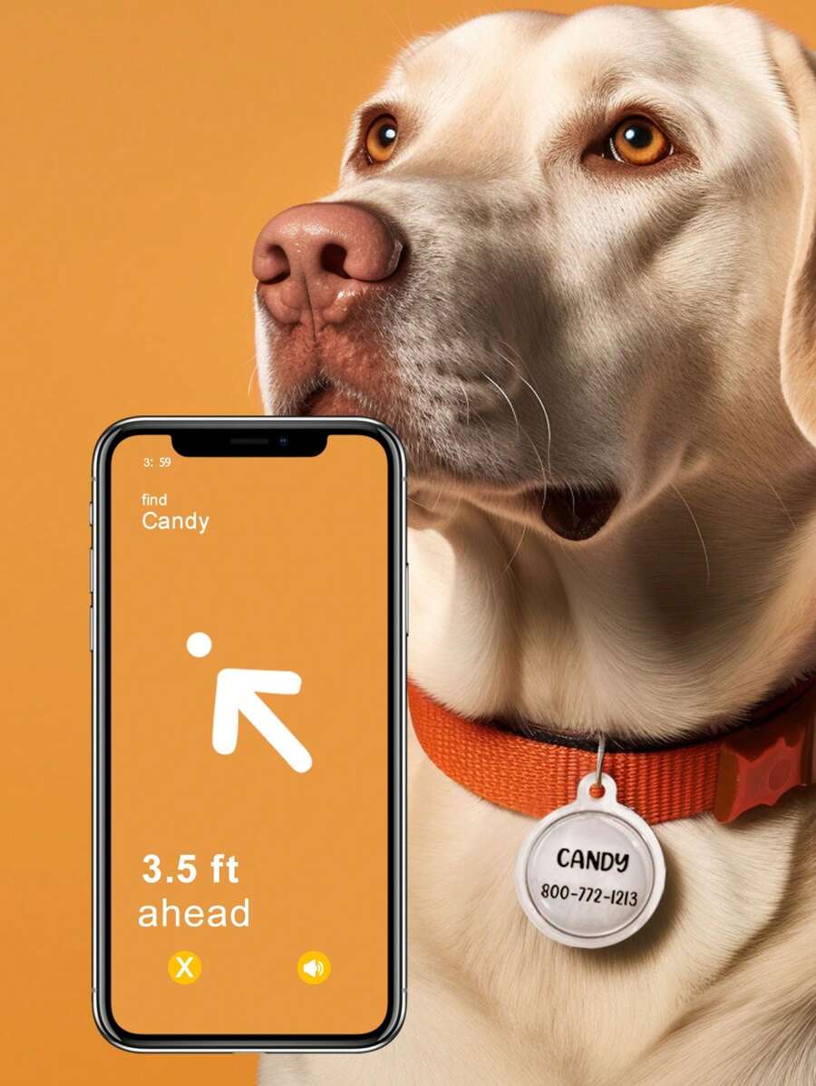 1pc Custom AirTag Dog Collar, Personalized Leather AirTag Dog Collar