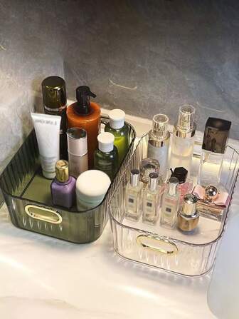 2入組豪華桌面化妝品收納盒，適用於化妝品和護膚品、小吃和浴室用品，非常適合臥室和客廳的整理