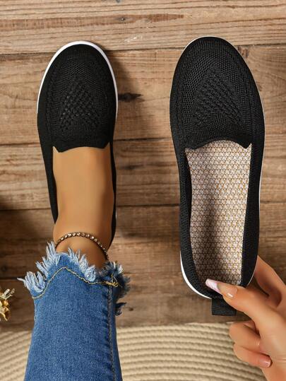 全新夏季透气低帮妈妈鞋，针织网眼平底软底一脚蹬女士步行鞋