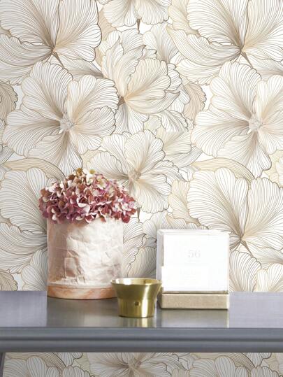 Roll 3D Nordic Zilver Ginkgo Leaf Self Adhesive Wallpaper, Waterproof Removable, Living Room Bedroom Bathroom Renovation ation, Golden Seamless Wand Stickers Cabinets Furniture Protection Film, Peel Panels, Paper, Wallpapers, ation Items Refresh Your Home, Festival Birthday Graduation view 10