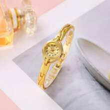 1pc Gold Bracelet Wristwatch For Women, Elegant Female Watch With Chain Link Strap, High Fashion Value, Perfect For Students And Young Women, Simple & Stylish Women's Watch