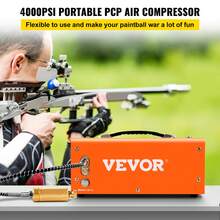 PCP Air Compressor, 4500PSI Portable PCP Compressor, 12VDC 110V/220V AC PCP Airgun Compressor Auto-Stop, With Built-In Adapter, Fan Cooling, Suitable For Paintball, Air Rifle, Mini Diving Bottle - Orange - View 2