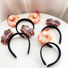 1个趣味逼真螃蟹发箍，虾形发夹，创意直播道具