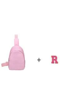 1pc Mini Boys And Girls Nylon Zipper Close Stylish Letter Chest Bag, All-In-One Casual Bag Suitable For Everyday Use(Alphabet Diy Handmade Bag!!!) - Pink - View 24