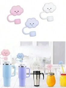 創意10mm雲朵形矽膠吸管蓋，保護水瓶，DIY裝飾，可愛防塵吸管塞，防摔設計 - 彩色 - 查看 12