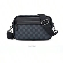 Bolsos Hombre Bandolera,Bolso Bandolera Pequeño Bolsa Mensajero Vintage,Bolso Bandolera Hombre, Bandolera Casual Cruzado para Hombre Resistente al Agua para Bolsa Mensajero para Casual Oficina Trabajo Negocio y Escuela - Azul Marino - Ver 1