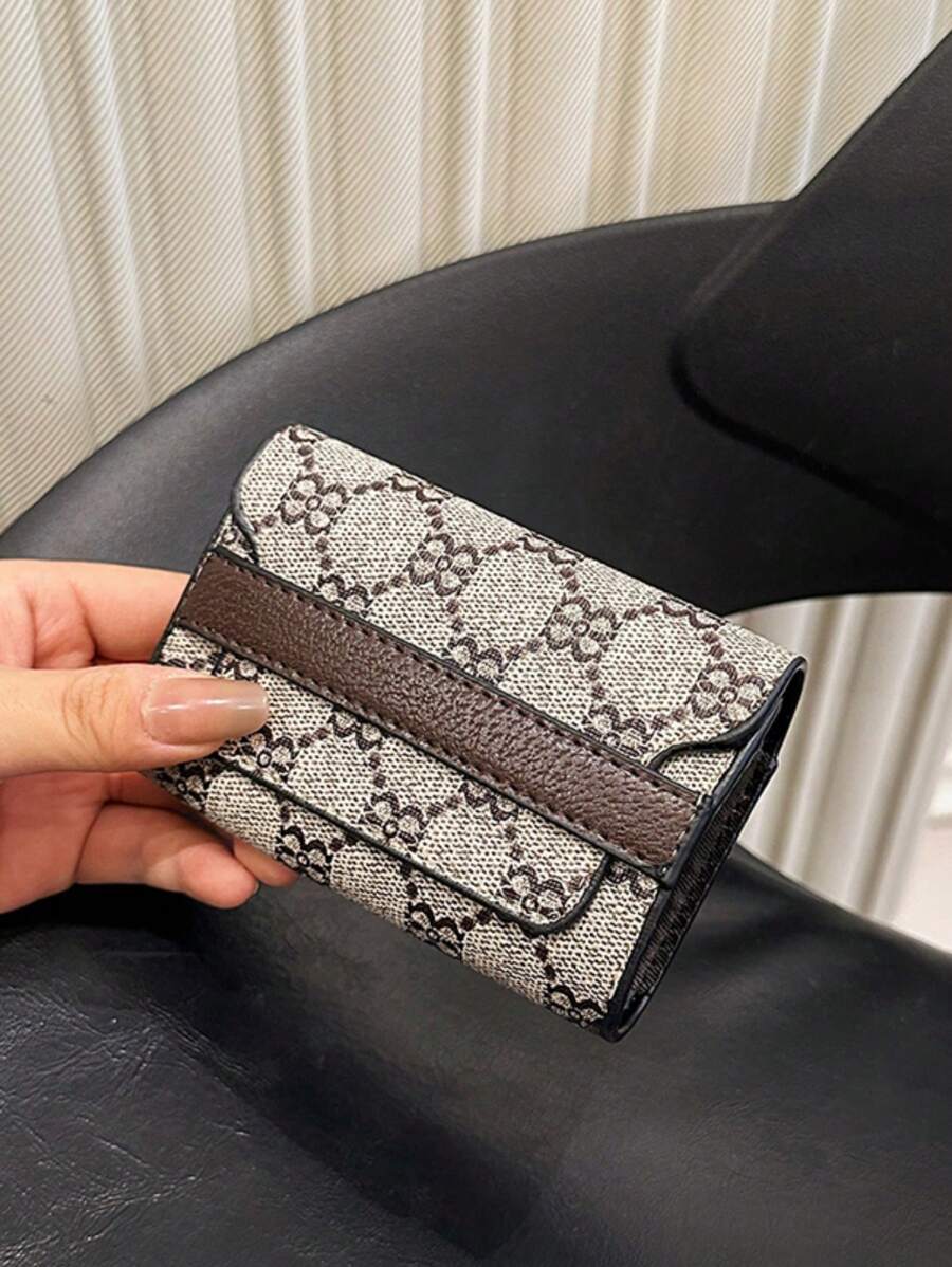 New Brown PU Floral Printed Accordion Fashionable And Practical Anti-Theft Cardholder With Multiple Card Slots Retro Lightweight Clutch Bag With Flip Cover Card Holder Wallet Business Card Holder Credit Card Holder Women For Women Wallet Mini Wallet Purse Wallet Card Wallet