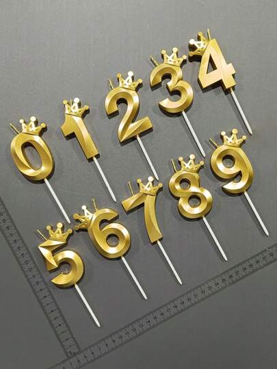 1入組歌劇皇冠生日蠟燭，藍色年齡數字（0-9）生日派對蠟燭