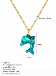 1pc Heart-Shaped Demon Eye, Star & Sun, Turtle, Bee, Conch Shaped Golden Pendant Necklace, Ocean Theme Stainless Steel Women's Jewelry - Yellow Gold - View 44