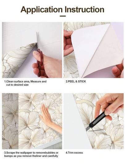 Roll 3D Nordic Zilver Ginkgo Leaf Self Adhesive Wallpaper, Waterproof Removable, Living Room Bedroom Bathroom Renovation ation, Golden Seamless Wand Stickers Cabinets Furniture Protection Film, Peel Panels, Paper, Wallpapers, ation Items Refresh Your Home, Festival Birthday Graduation view 11