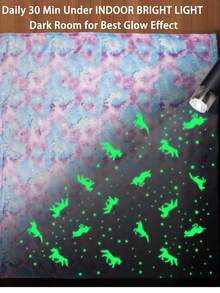 1入組可愛獨角獸絨毛毯，附夜光，柔軟舒適，可用於床上、沙發和戶外，是生日禮物的完美選擇 - 彩色 - 查看 3