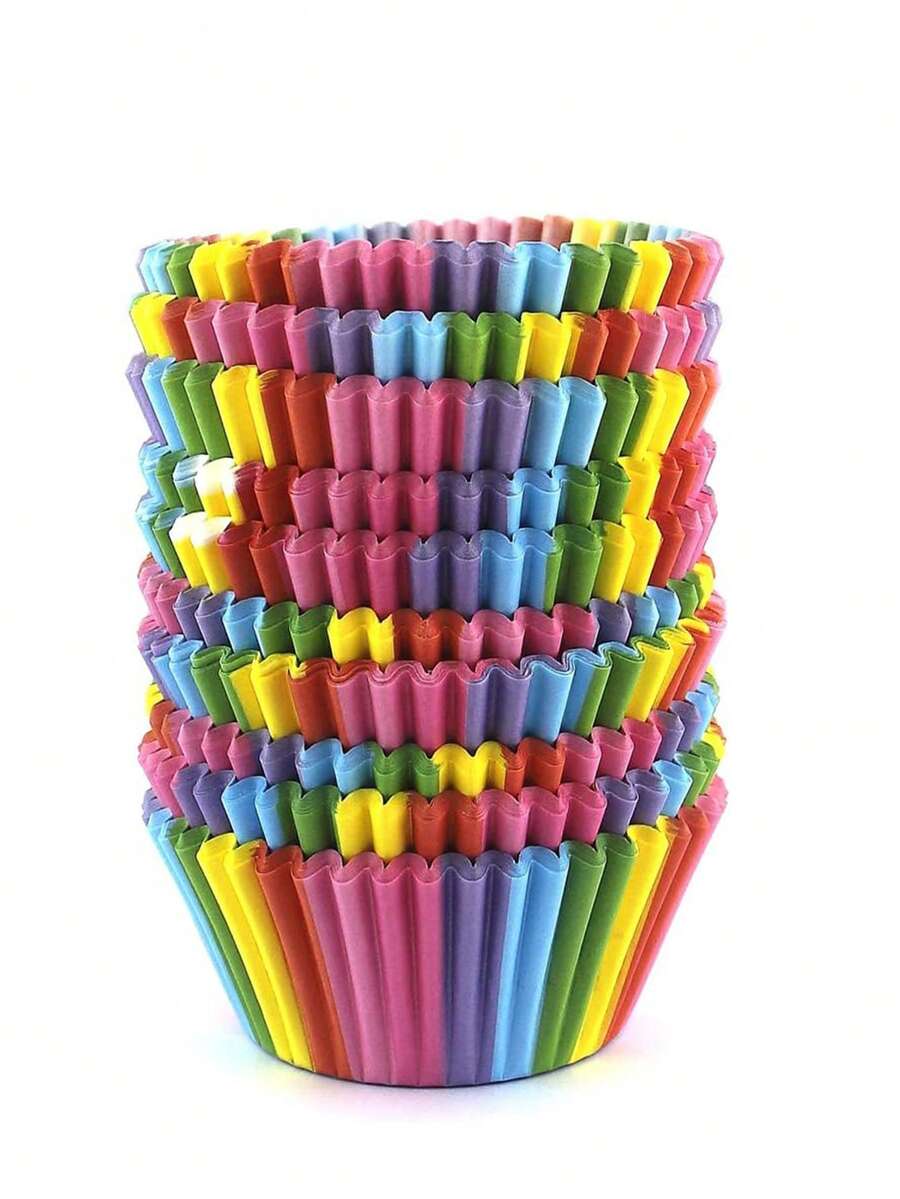 100 Chiếc Giấy Lót Bánh Cupcake Chống Mỡ Đồng Màu Làm Bánh Muffin Giấy Cốc Nướng Bánh - Nhiều màu - Xem 1