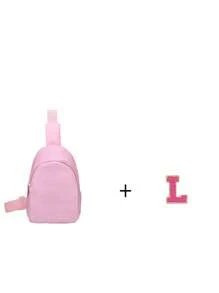 1pc Mini Boys And Girls Nylon Zipper Close Stylish Letter Chest Bag, All-In-One Casual Bag Suitable For Everyday Use(Alphabet Diy Handmade Bag!!!) - Pink - View 18