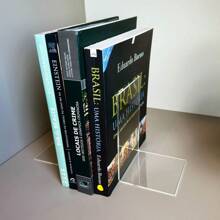 Suporte e Bibliocanto de Livros Apoio Leitura Quarto Sala Estudo Aparador - Transparente - Visão 3