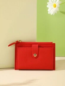 1pc Pu Material Short Wallet For Students Unisex With Simple Button & Zipper Closure Design Can Accommodate Cash Coins Bank Cards Etc. Gift Accessories Present School Supplies Teacher Gifts Back To School Card Holder Card Holder Wallet Business Card Holder Credit Card Holder Card Holder Women For Women Wallet Mini Wallet Purse Wallet Card Wallet