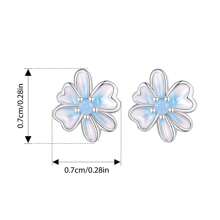 WOSTU 1 cặp bông tai hoa nhựa ombre xanh hồng độc đáo bằng bạc nguyên chất 925, hoa nhỏ tươi tắn và thanh lịch, quà tặng sinh nhật tuyệt vời cho các bé gái tuổi teen ngày lễ tình nhân - Bạc - Xem 4