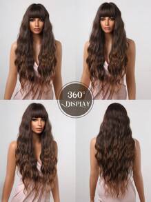 HAIRCUBE 26 And 30 Inch Long Curly Wigs With Bangs Brown Wavy Wigs Loose Super Long Wavy Wig For Women Synthetic Wigs For Girls Daily Party Use Black Heat Resistant Long Curly Wave Wig. - 漸層棕色 - 查看 6