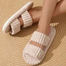 Cozy Women Plush Slippers - Soft Sole, Fuzzy, Solid Color, Elegant, Slip-On, Warm, Breathable, Anti-Slip EVA Sole, Fabric Upper, Indoor Slippers For All Seasons