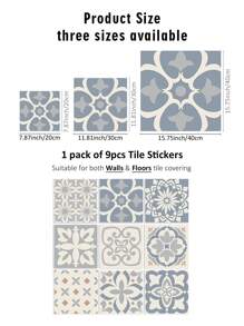 9pcs Nordic Style Flower Tile Stickers, Thickened Waterproof Anti-Slip Self-Adhesive Wall Stickers For Kitchen/Bathroom Floor, Available In 3 Sizes: 7.87X7.87/11.81X11.81/15.75X15.75inch Floor Tiles Flooring Floor Tiles Self Adhesive Floor Tiles Peel Stick Living Room Decor Room Decor Home Decor - Multicolor - View 5