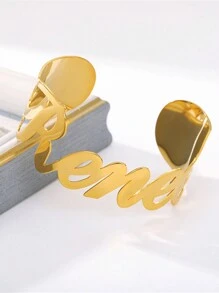 男士個性化姓名手鐲，時尚的不銹鋼手環，具有大開口，可定制書法字母手工手鐲，適用於家庭聚會、生日和聖誕禮物