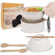 MIUVA Ramen Cooker, Microwave Ramen Bowl With Chopsticks Spoon Ramen Noodle Bowl Instant Cooking For College Dorm Room Essentials, Dishwasher-Safe For Summer For Child - Hồng - Xem 8